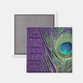 きらびやかな紫の孔雀結婚の磁石 マグネット (正面/裏面)