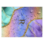 きらびやかな紫、アクアブルー、エメラルドグリーングラデーション テーブルクロス (正面(横))