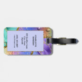 きらびやかな紫、アクアブルー、エメラルドグリーングラデーション ラゲッジタグ (裏面横)