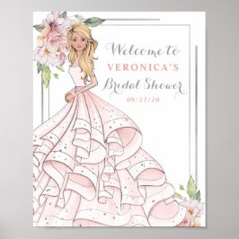 きらびやかな華やかな花嫁 ブライダルシャワーのウェルカムサイン ポスター