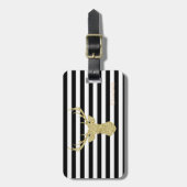 きらびやかな親愛金ゴールド、黒ストライプ色のパーソナライズされた ラゲッジタグ (正面縦)