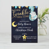 きらびやかな象の月と星ベビーシャワー 招待状 (スタンド正面)