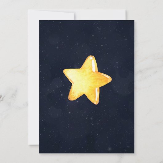 きらびやかな象の月と星ベビーシャワー 招待状 (裏面)