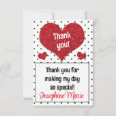 きらびやかな赤いハートスウィートアール任意の年齢 サンキューカード (正面)