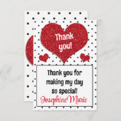 きらびやかな赤いハートスウィートアール任意の年齢 サンキューカード (正面/裏面)