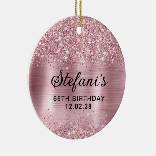 きらびやかな赤面バラゴールドフォイル65誕生日 セラミックオーナメント (右)