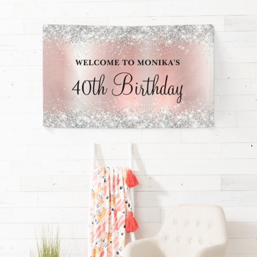 きらびやかな赤面バラフォイル40th誕生日へようこそ 横断幕 (インサイチュ)