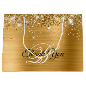 きらびやかな金のフォイルファンシーモノグラム ラージペーパーバッグ (正面)