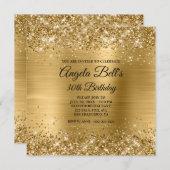 きらびやかな金ゴールドつや消しフォイルGLAM 30th誕生日 招待状 (正面/裏面)