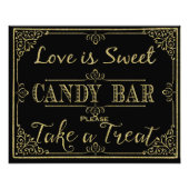 きらびやかな金ゴールドとブラックキャンディ結婚ーバーの看板 フォトプリント (正面)