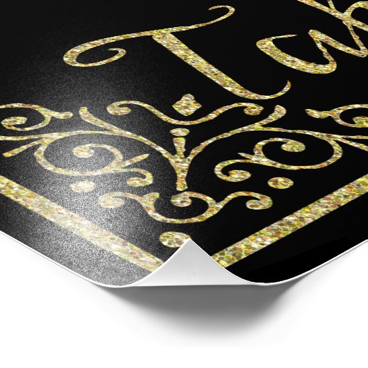 きらびやかな金ゴールドとブラックキャンディ結婚ーバーの看板 フォトプリント (角)