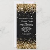 きらびやかな金ゴールドとブラック18誕生日 招待状 (正面)
