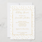 きらびやかな金ゴールドと白い紙吹雪赤ちゃんシャワー 招待状 (正面)