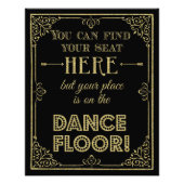 きらびやかな金ゴールドと黒いダンス結婚フロアの看板 フォトプリント (正面)
