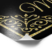 きらびやかな金ゴールドと黒い日付の結婚ジャーの看板 フォトプリント            (角)