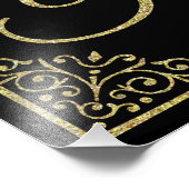 きらびやかな金ゴールドと黒い結婚ダンスの徴候 フォトプリント (角)