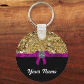 きらびやかな金ゴールドと黒 キーホルダー (正面)