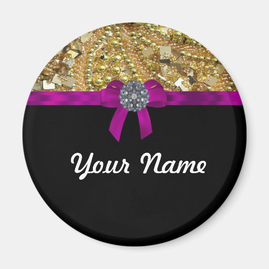 きらびやかな金ゴールドと黒 マグネット (正面)