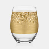 きらびやかな金ゴールドのガラス名 ステムなしワイングラス (右)