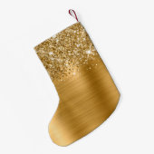 きらびやかな金ゴールドのガラス名 スモールクリスマスストッキング (裏面 (吊り時))
