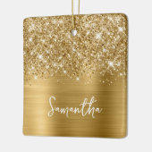 きらびやかな金ゴールドのガラス名 セラミックオーナメント (左)