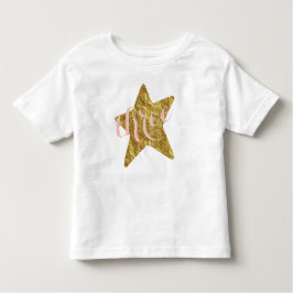 きらびやかな金ゴールドの星の女の子の誕生日のワイシャツ トドラーTシャツ