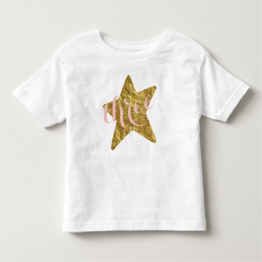 きらびやかな金ゴールドの星の女の子の誕生日のワイシャツ トドラーTシャツ (正面)