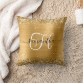 きらびやかな金ゴールドグモノグラムのラム クッション (ブランケット)