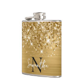 きらびやかな金ゴールドグモノグラムのラム フラスク (左)