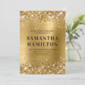 きらびやかな金ゴールドグラデーションフォイルの卒業 案内状 (スタンド正面)