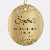 きらびやかな金ゴールドグラデーション18誕生日写真 セラミックオーナメント (左)