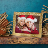 きらびやかな金ゴールドグラムクリスマスファミリーフォト フォトプラーク (側面)
