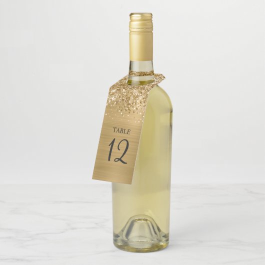きらびやかな金ゴールドグラムテーブル番号 ボトルネックタグ (アングル)