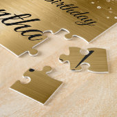 きらびやかな金ゴールドグラムバルーン21歳の誕生日 ジグソーパズル (側面)