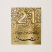 きらびやかな金ゴールドグラムバルーン21歳の誕生日 ジグソーパズル (縦)