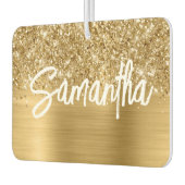 きらびやかな金ゴールドグラムブラシスクリプト名 カーエアーフレッシュナー (左)