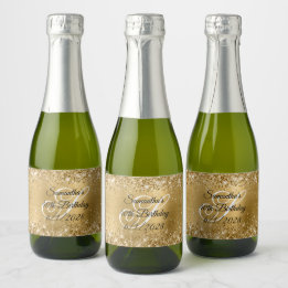 きらびやかな金ゴールドグラム40th誕生日モノグラム スパークリングワインラベル