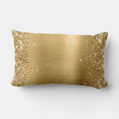 きらびやかな金ゴールドサテンフォイルモノグラム ランバークッション (裏面)