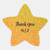きらびやかな金ゴールドスパークル結婚のモノグラムありがとう 星シール (正面)