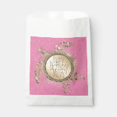 きらびやかな金ゴールドタートルオンピンク誕生日 パーソナライズされた フェイバーバッグ (正面)