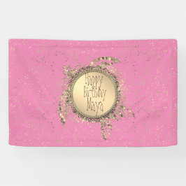 きらびやかな金ゴールドタートルオンピンク誕生日 パーソナライズされた 横断幕