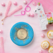 きらびやかな金ゴールドタートルオンブルー誕生日 ペーパーボウル (パーティー)