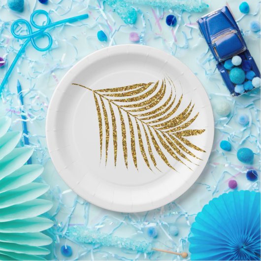 きらびやかな金ゴールドトロピカルパームスベビーシャワーウェディング ペーパープレート (パーティー)