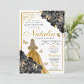 きらびやかな金ゴールドバラバタフライプリンセスキンセアニラ 招待状 (スタンド正面)