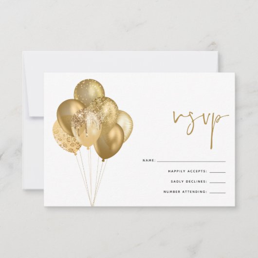 きらびやかな金ゴールドバルーン60th誕生日パーティー 出欠カード (正面)