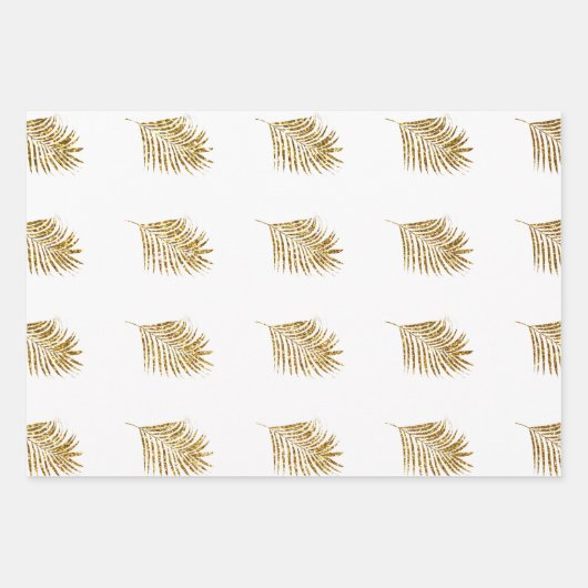 きらびやかな金ゴールドパームズトロピカルウェディングお祝い ラッピングペーパーシート (正面3)