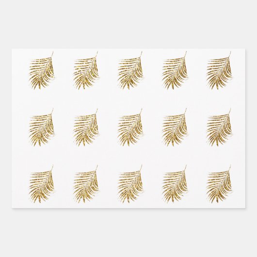 きらびやかな金ゴールドパームズトロピカルウェディングお祝い ラッピングペーパーシート (正面2)