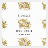 きらびやかな金ゴールドパームツリーリーフ結婚のブライダルシャワー スクエアシール (正面)