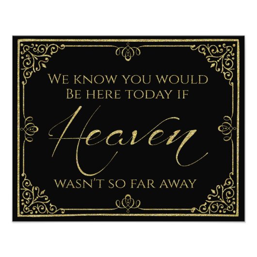 きらびやかな金ゴールドブラック天国結婚メモリアルのサイン フォトプリント (正面)