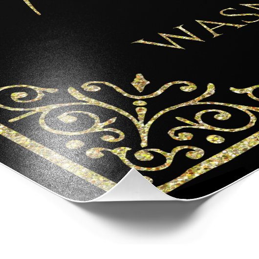 きらびやかな金ゴールドブラック天国結婚メモリアルのサイン フォトプリント (角)